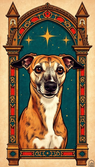 Gothic medieval style dog portrait