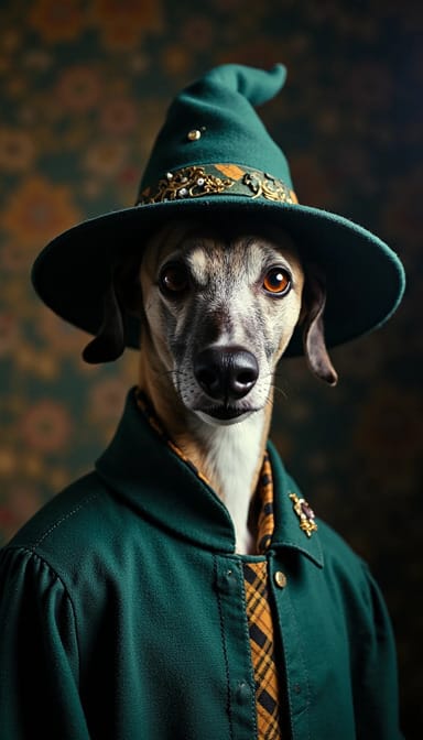 Harry potter witch style dog portrait