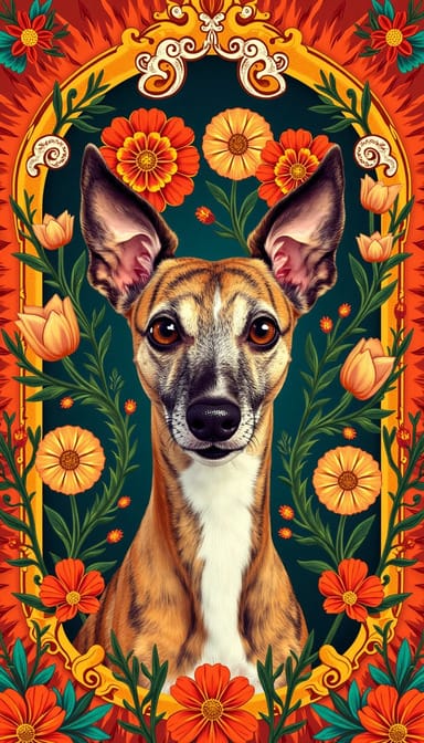 Kahlo style dog portrait