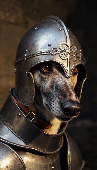 Knight style dog portrait