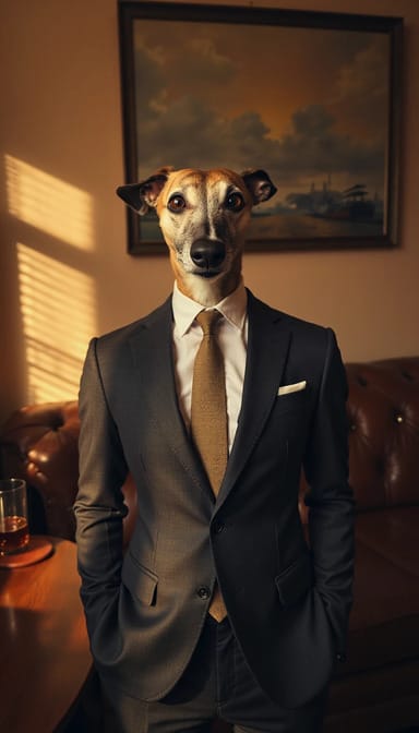 Mad men style dog portrait