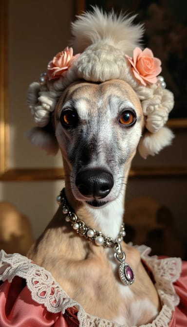 Marie antoninette style dog portrait