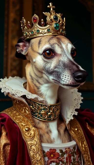 Queen elizabeth style dog portrait