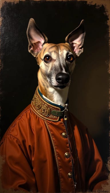 Renaissance masterpiece style dog portrait