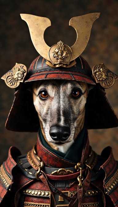 Samurai warrior style dog portrait