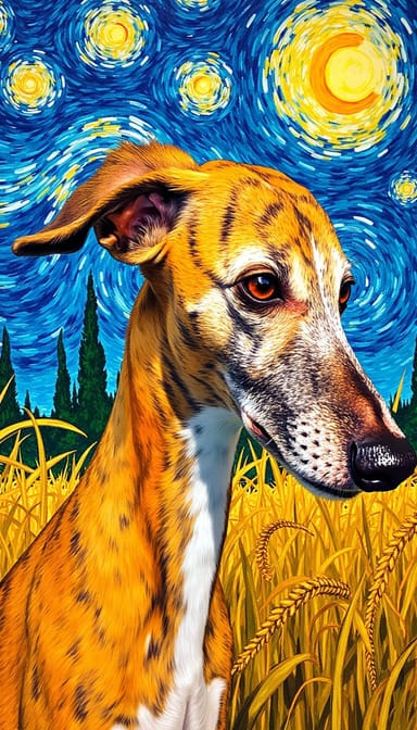 Van gogh style dog portrait