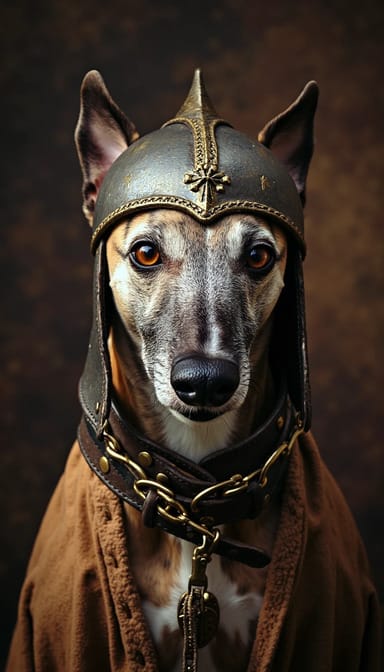 Viking warrior style dog portrait