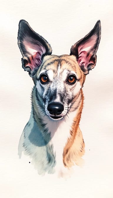 Watercolour style dog portrait